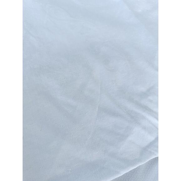 Vintage White 100% Linen DAMASK Tablecloth Floral Rose Embroidered Monogram - Picture 11 of 11